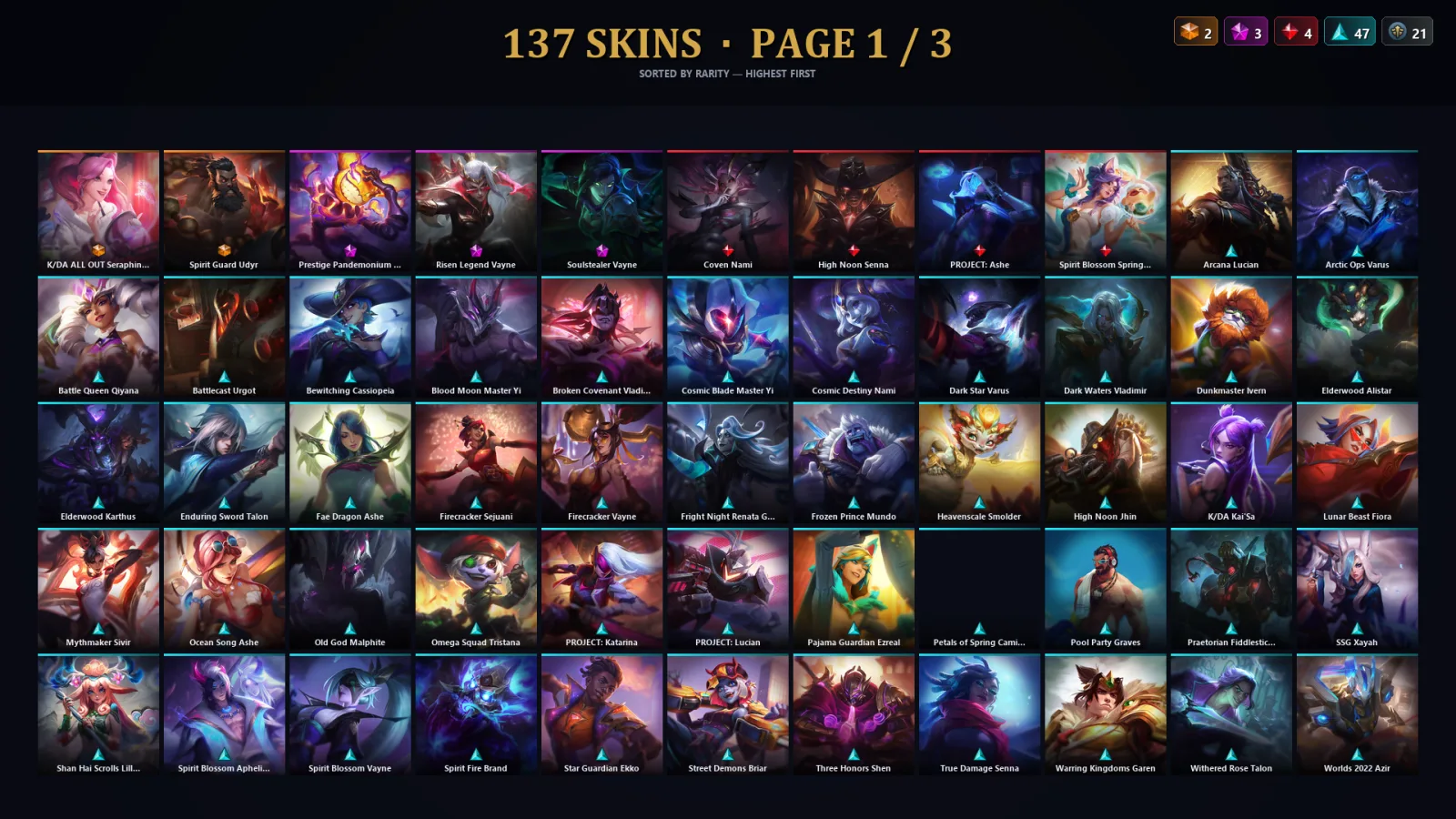 [LoL] | TR | Level 236 | Platinum IV | 173 Champions | 105 Skins | 25,315 BE