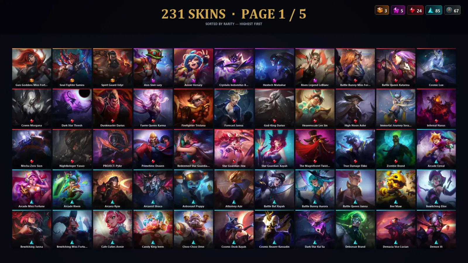 [LoL] | TR | Level 491 | Gold IV | 172 Champions | 231 Skins | 11,594 BE — LoL account