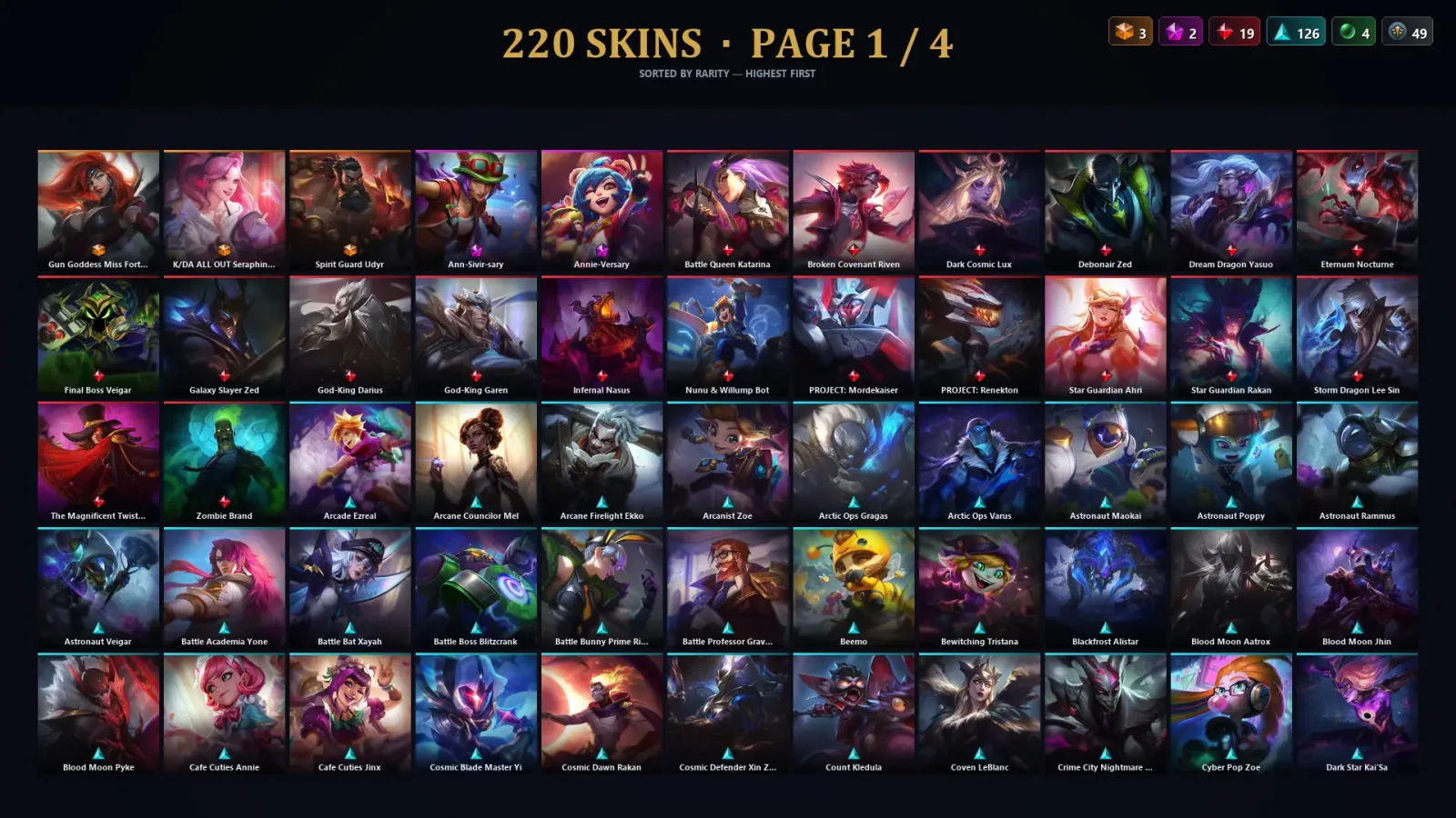 [LoL] | TR | Level 459 | Emerald III | 172 Champions | 220 Skins — LoL account