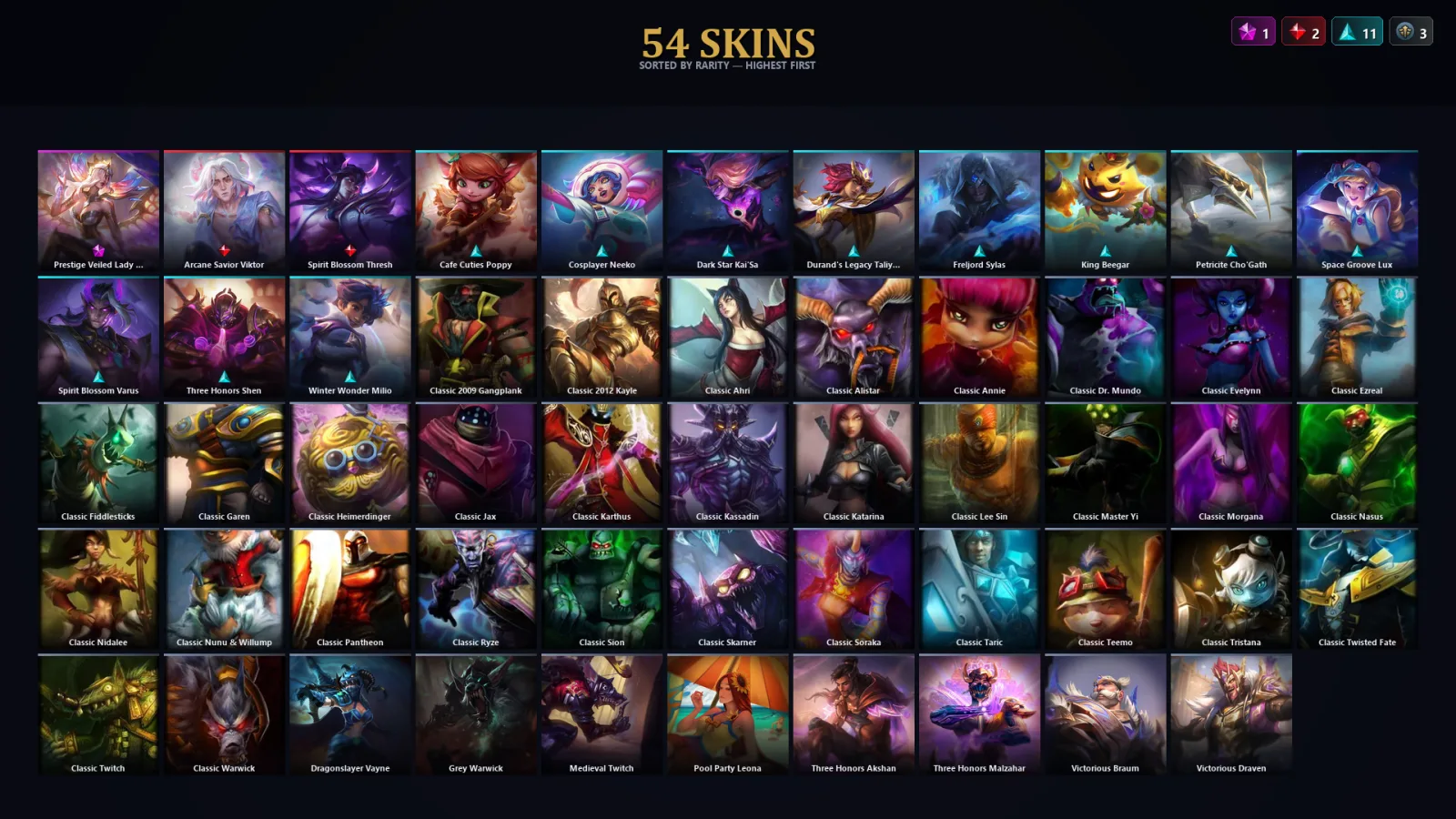 [LoL] | TR | Level 60 | Diamond I | 129 Champions | 22 Skins