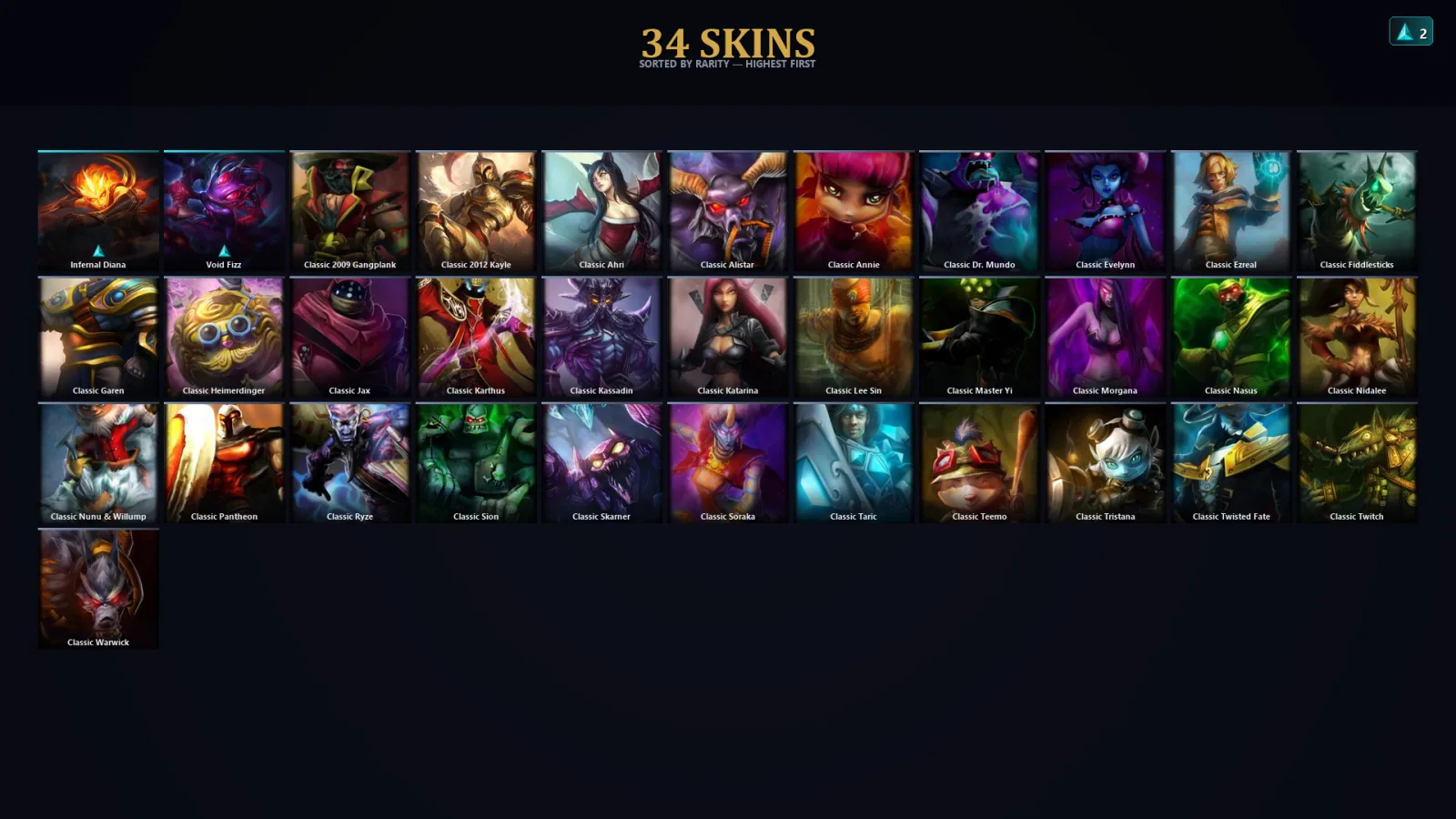 [LoL] | EUW | Level 35 | Gold II | 33 Champions | 34 Skins