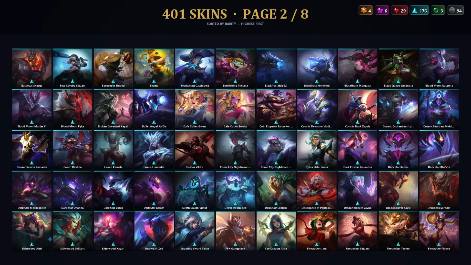 [LoL] | NA | Level 430 | 173 Champions | 401 Skins | 56,450 BE