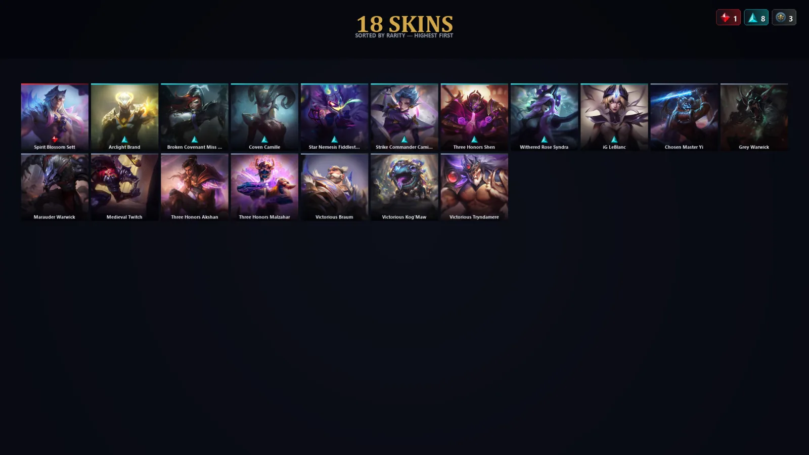 [LoL] | EUW | Level 99 | Diamond III | 84 Champions | 18 Skins | 17,562 BE