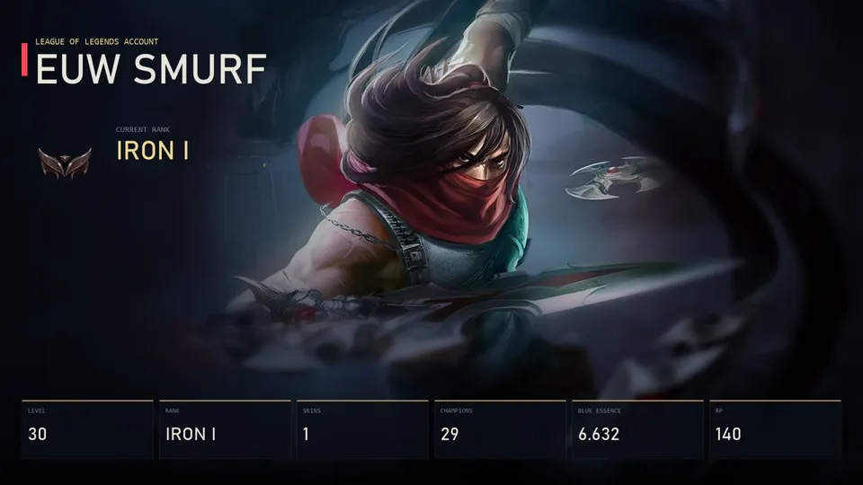 EUW | Dragonblade Talon | Iron I | 1 Skin | 29 Champion — main preview