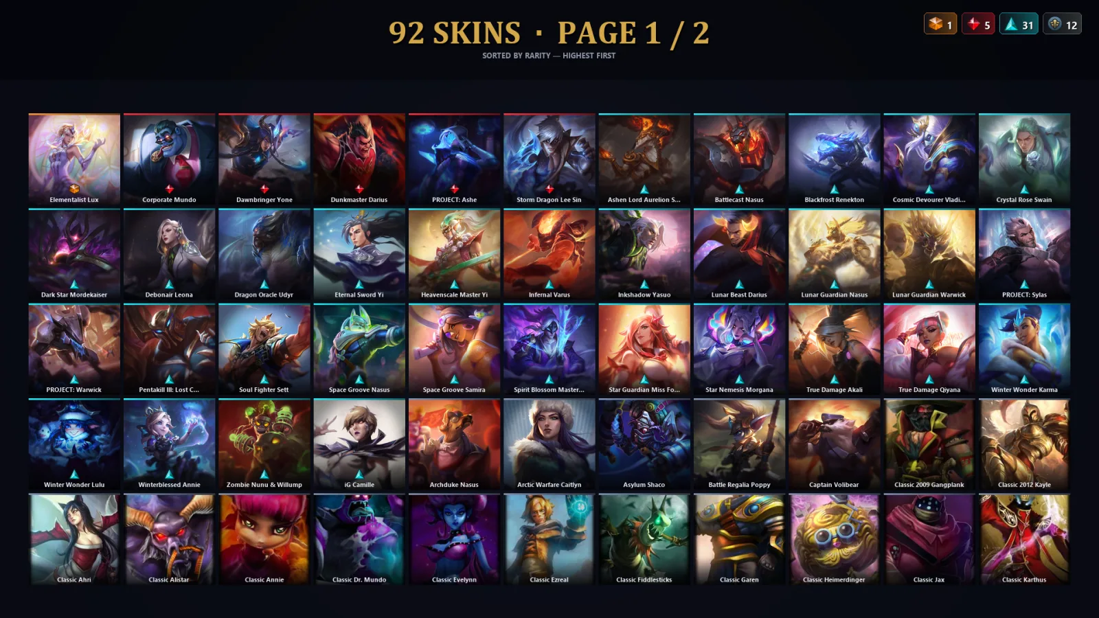 [LoL] | TR | Level 115 | Gold III | 123 Champions | 92 Skins | 65,746 BE