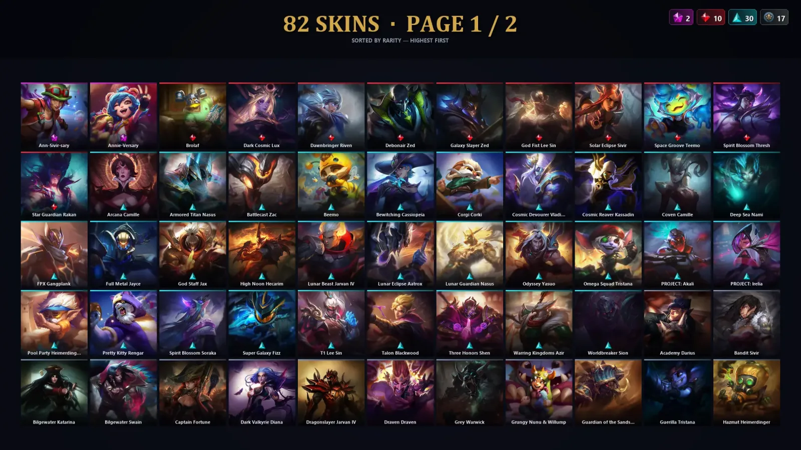 [LoL] | TR | Level 220 | Emerald IV | 172 Champions | 82 Skins | 11,281 BE — LoL account
