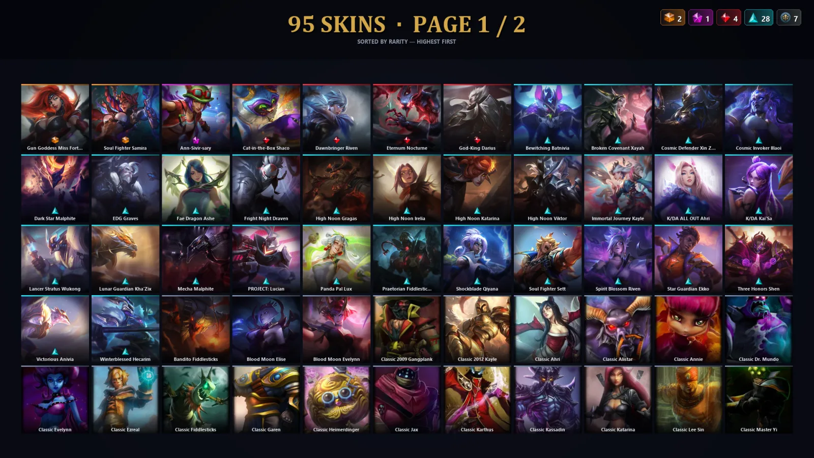 [LoL] | EUW | Level 176 | Emerald IV | 167 Champions | 95 Skins | 29,619 BE