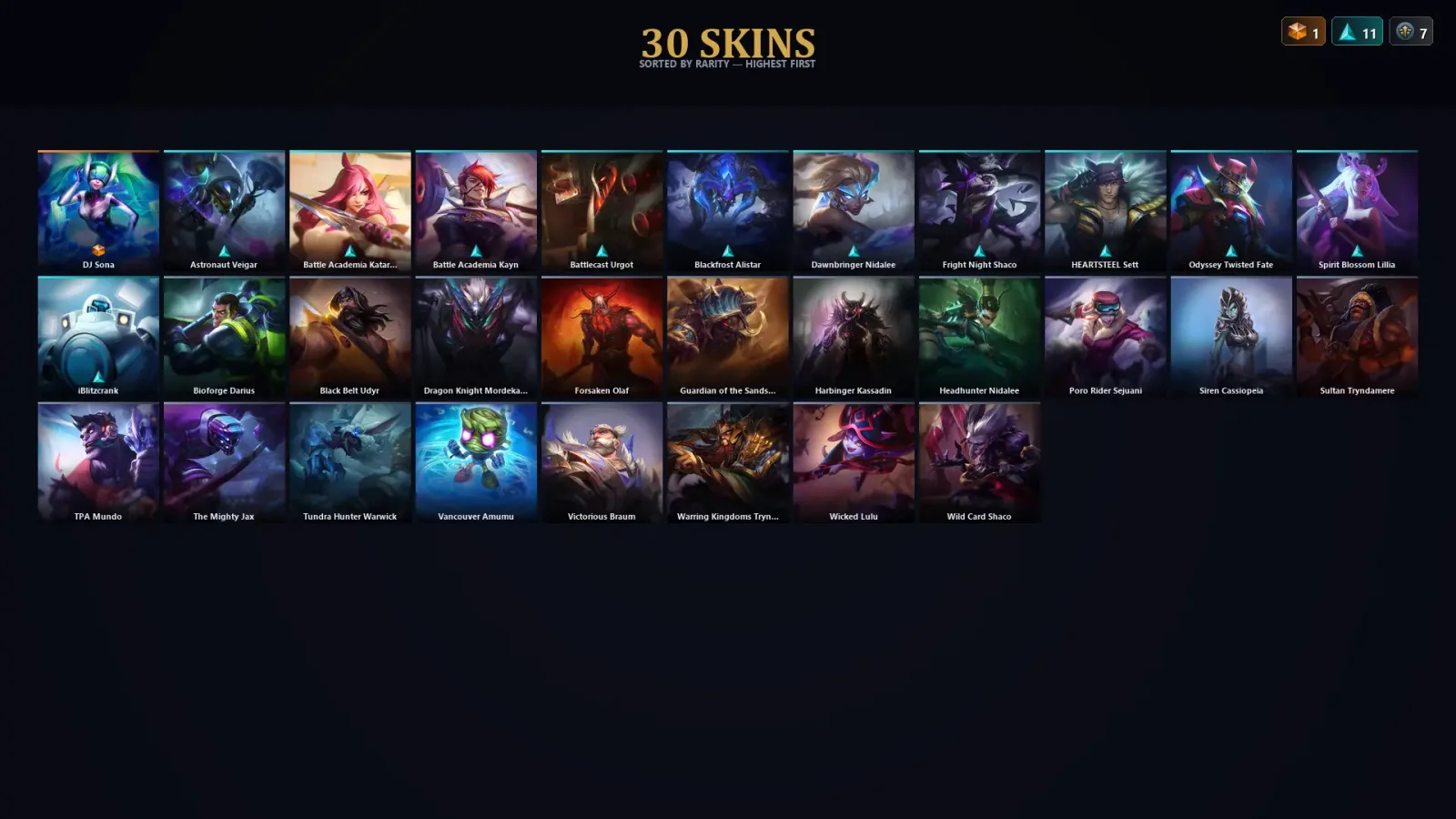 [LoL] | TR | Level 119 | Silver III | 123 Champions | 30 Skins
