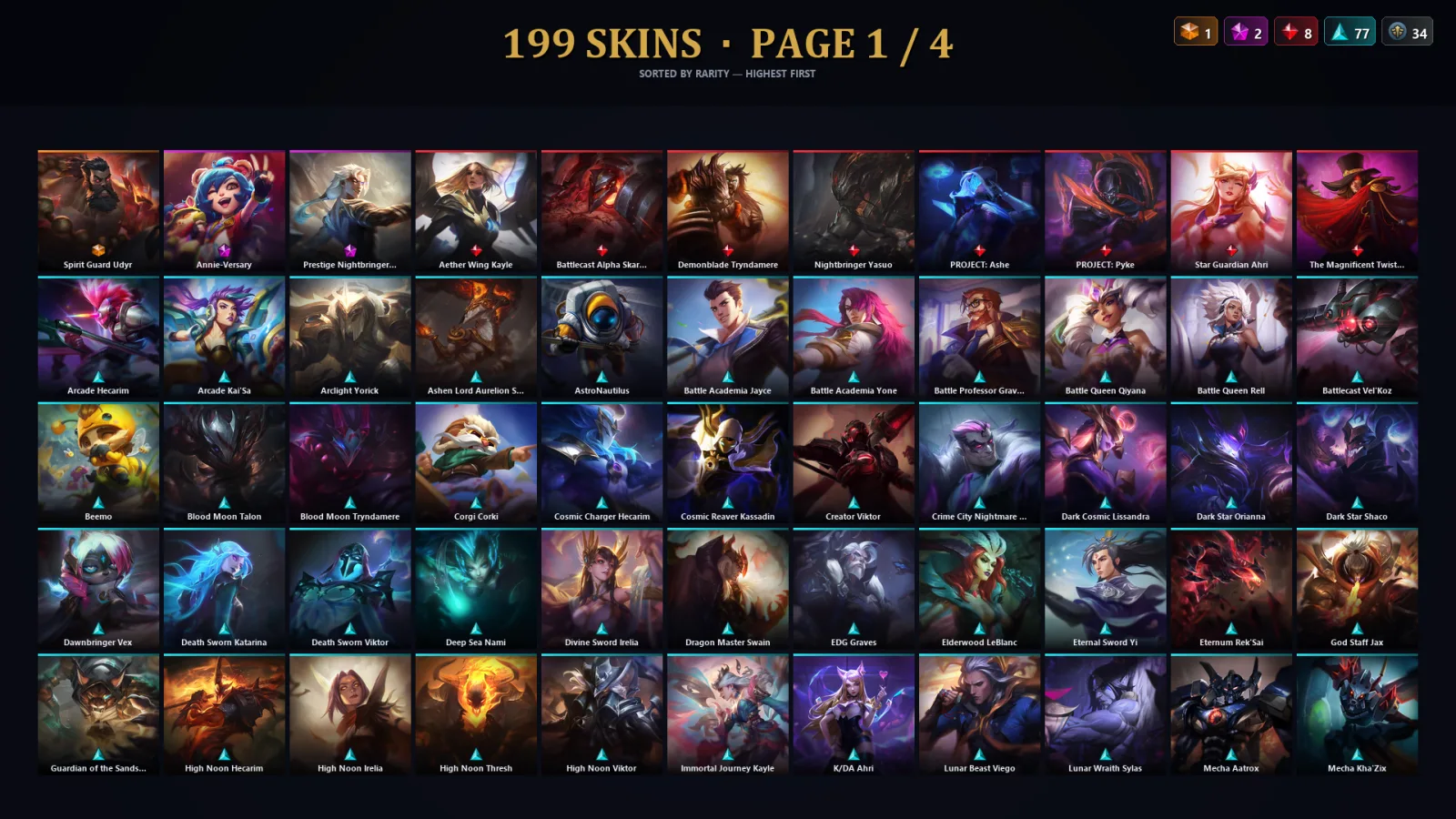 [LoL] | TR | Level 287 | 170 Champions | 167 Skins | 20,789 BE