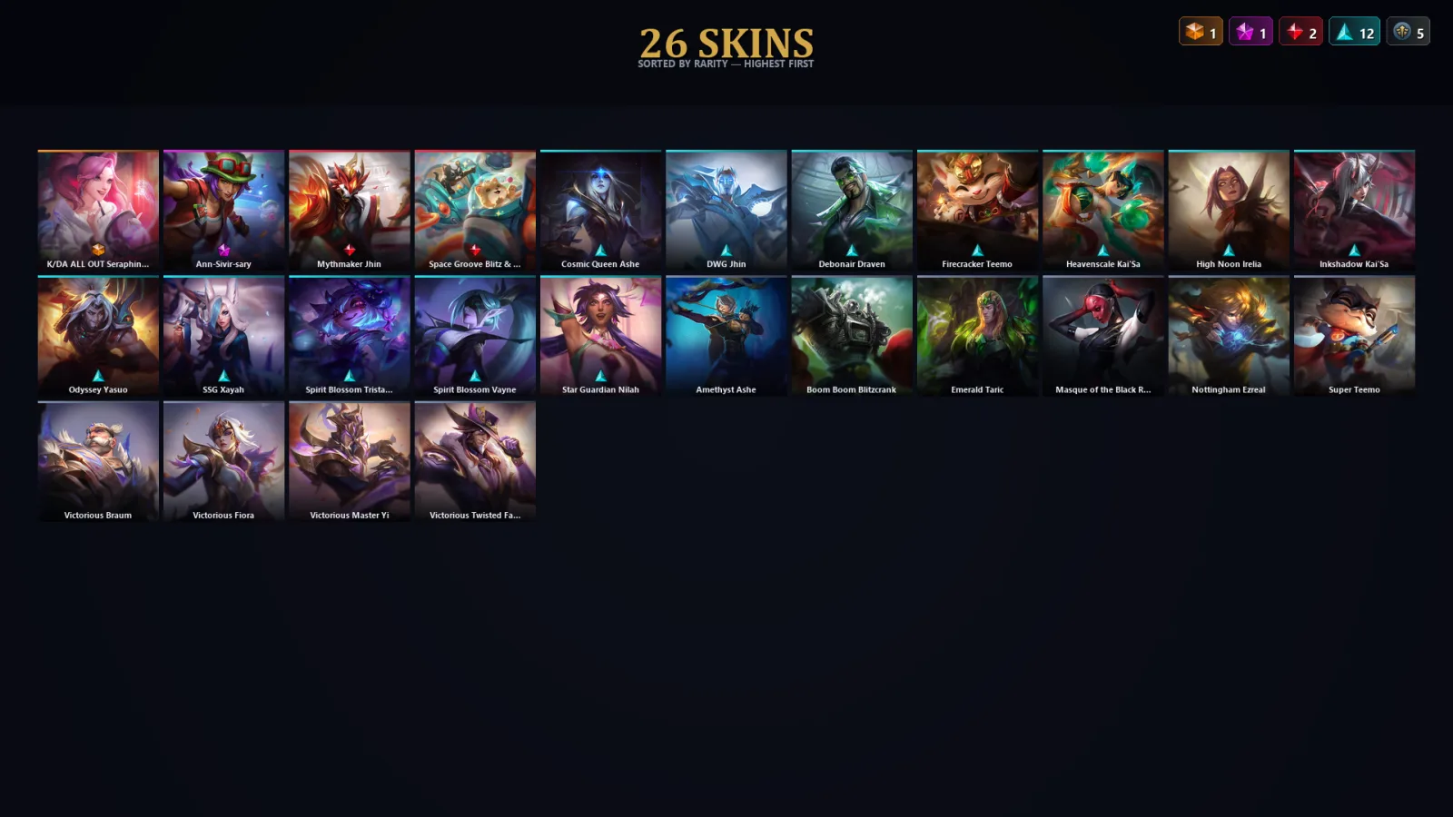 [LoL] | TR | Level 30 | Master | 173 Champions | 26 Skins