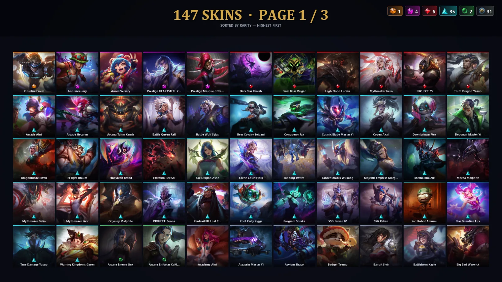 [LoL] | TR | Level 187 | Silver IV | 157 Champions | 115 Skins | 18,328 BE