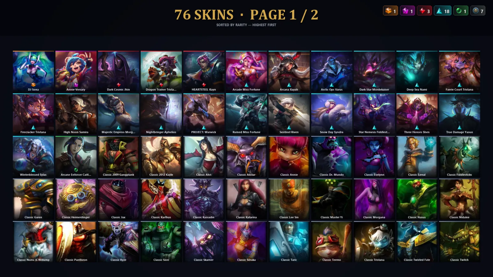 [LoL] | TR | Level 79 | Diamond IV | 96 Champions | 76 Skins | 22,756 BE