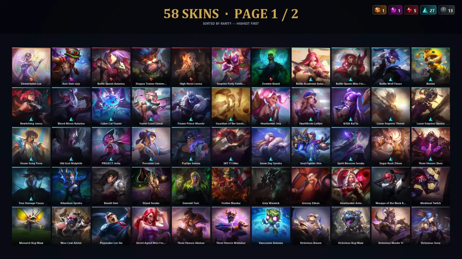 [LoL] | TR | Level 30 | Master | 140 Champions | 58 Skins — LoL account