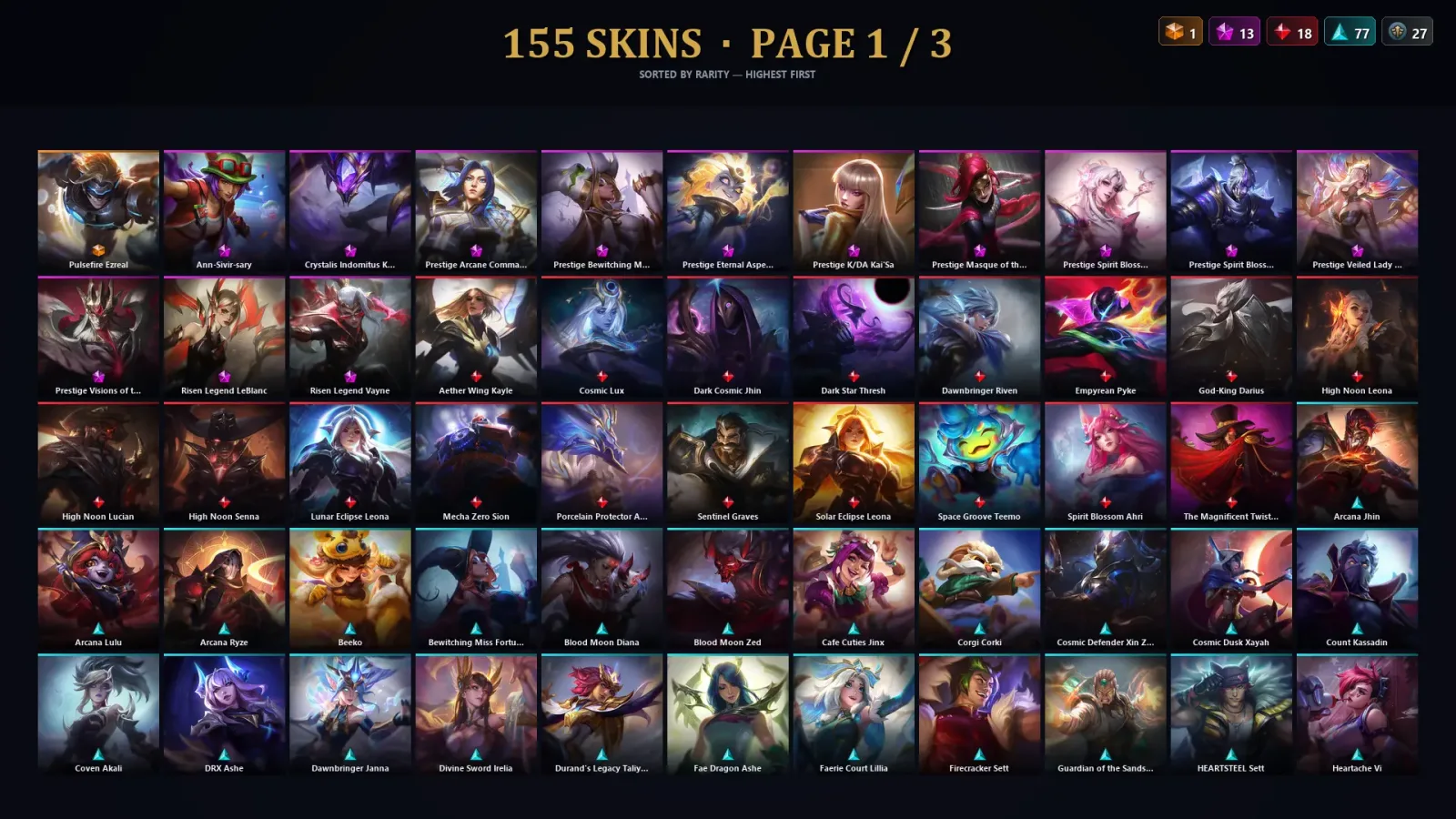 [LoL] | TR | Level 206 | Diamond IV | 158 Champions | 155 Skins | 19,130 BE — LoL account