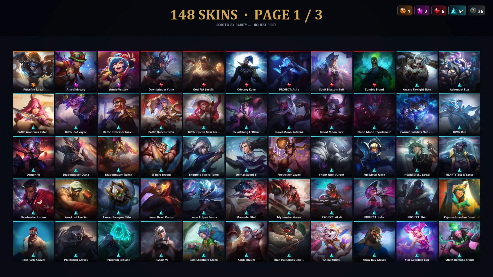 [LoL] | TR | Level 500 | Platinum III | 173 Champions | 148 Skins | 111,181 BE