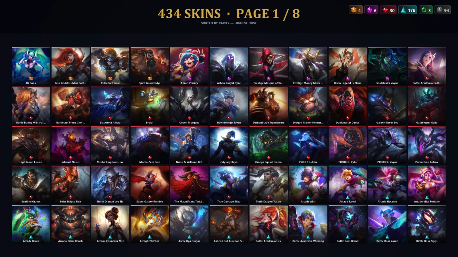 [LoL] | EUW | Level 432 | 173 Champions | 434 Skins | 60,635 BE