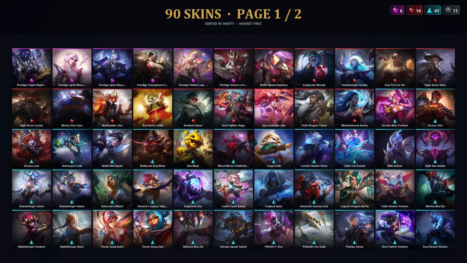 [LoL] | TR | Level 168 | Diamond I | 146 Champions | 90 Skins | 63,296 BE