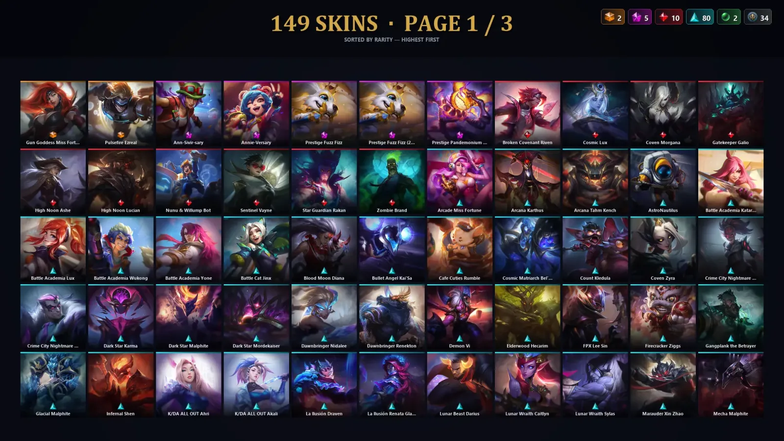 [LoL] | TR | Level 242 | Silver I | 172 Champions | 149 Skins | 21,440 BE — LoL account