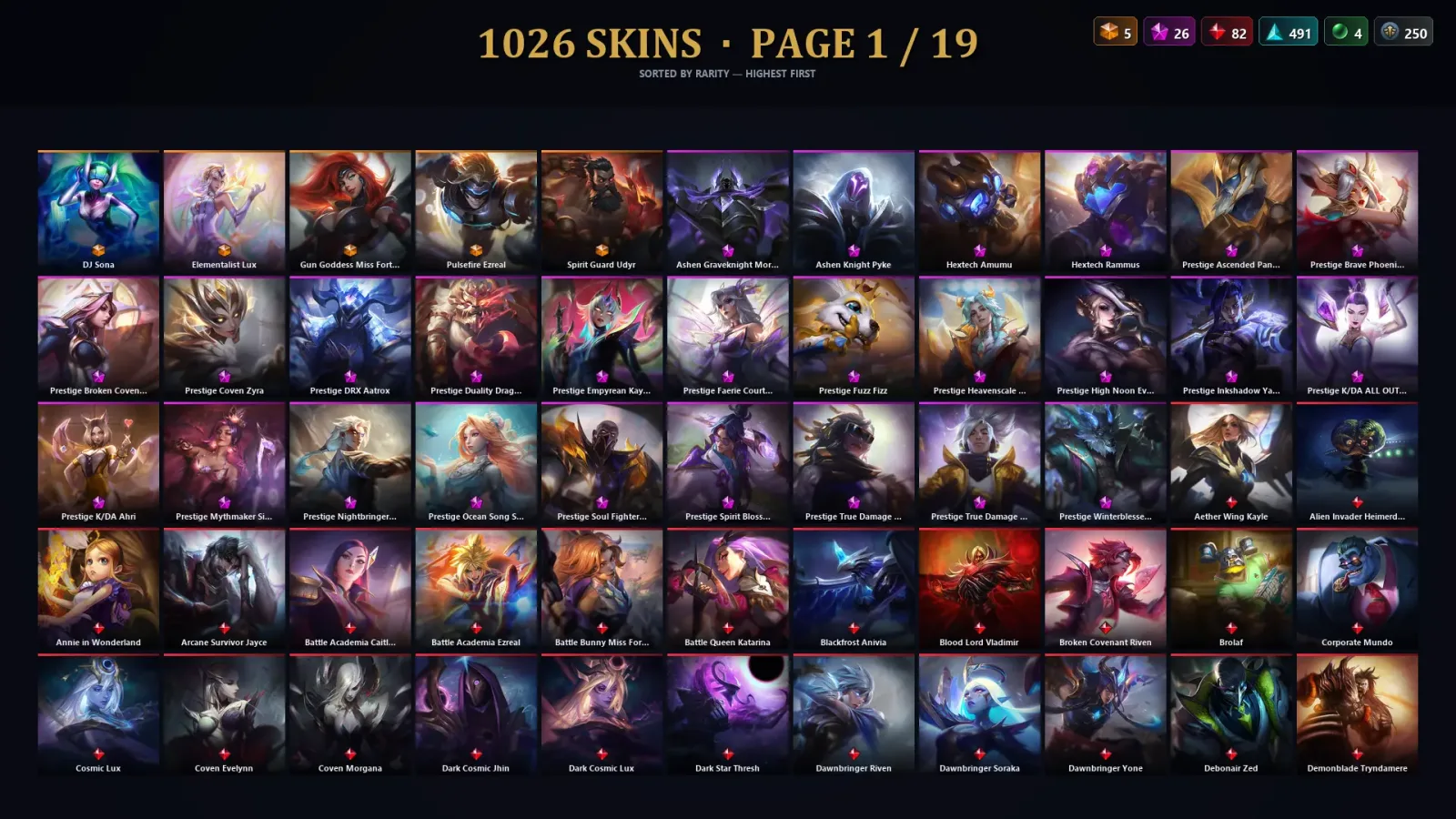 [LoL] | EUW | Level 392 | 172 Champions | 1026 Skins | 34,640 BE — LoL account