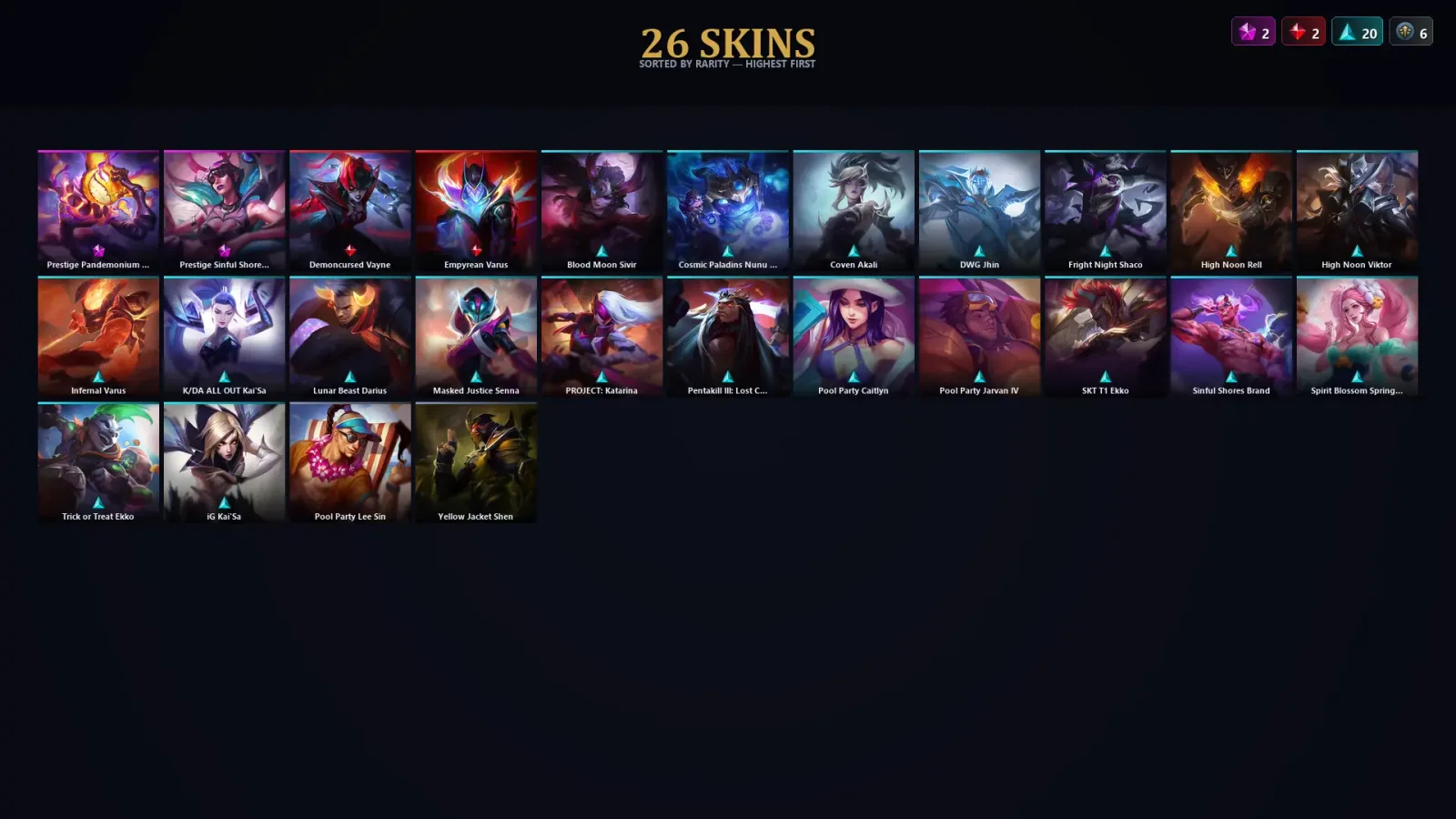[LoL] | TR | Level 62 | Platinum IV | 111 Champions | 26 Skins | 16,542 BE