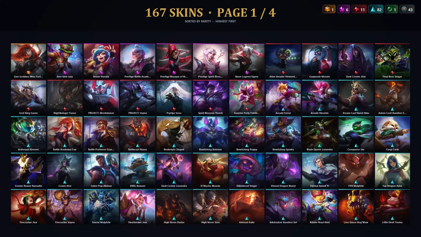 [LoL] | TR | Level 241 | Emerald III | 172 Champions | 167 Skins | 16,144 BE — LoL account
