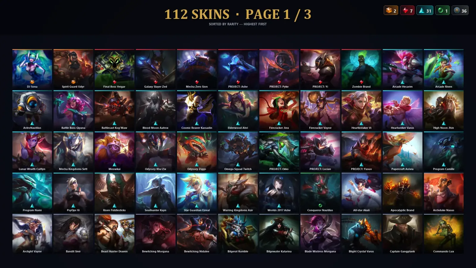 [LoL] | TR | Level 319 | 159 Champions | 112 Skins | 12,454 BE