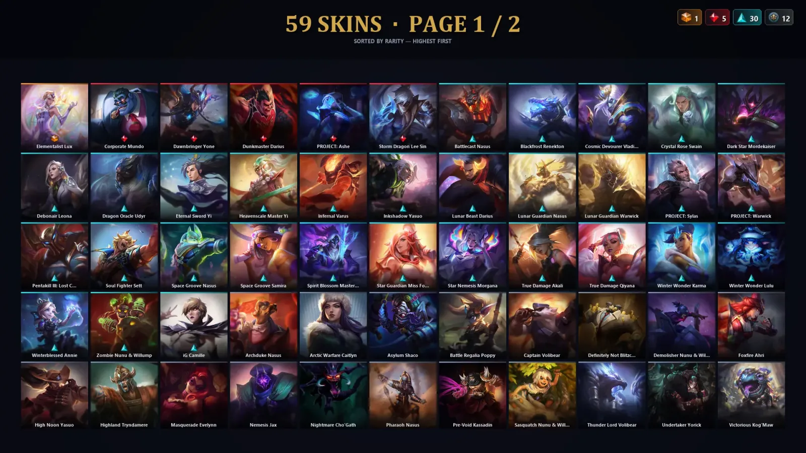[LoL] | TR | Level 99 | Gold III | 105 Champions | 59 Skins | 65,493 BE