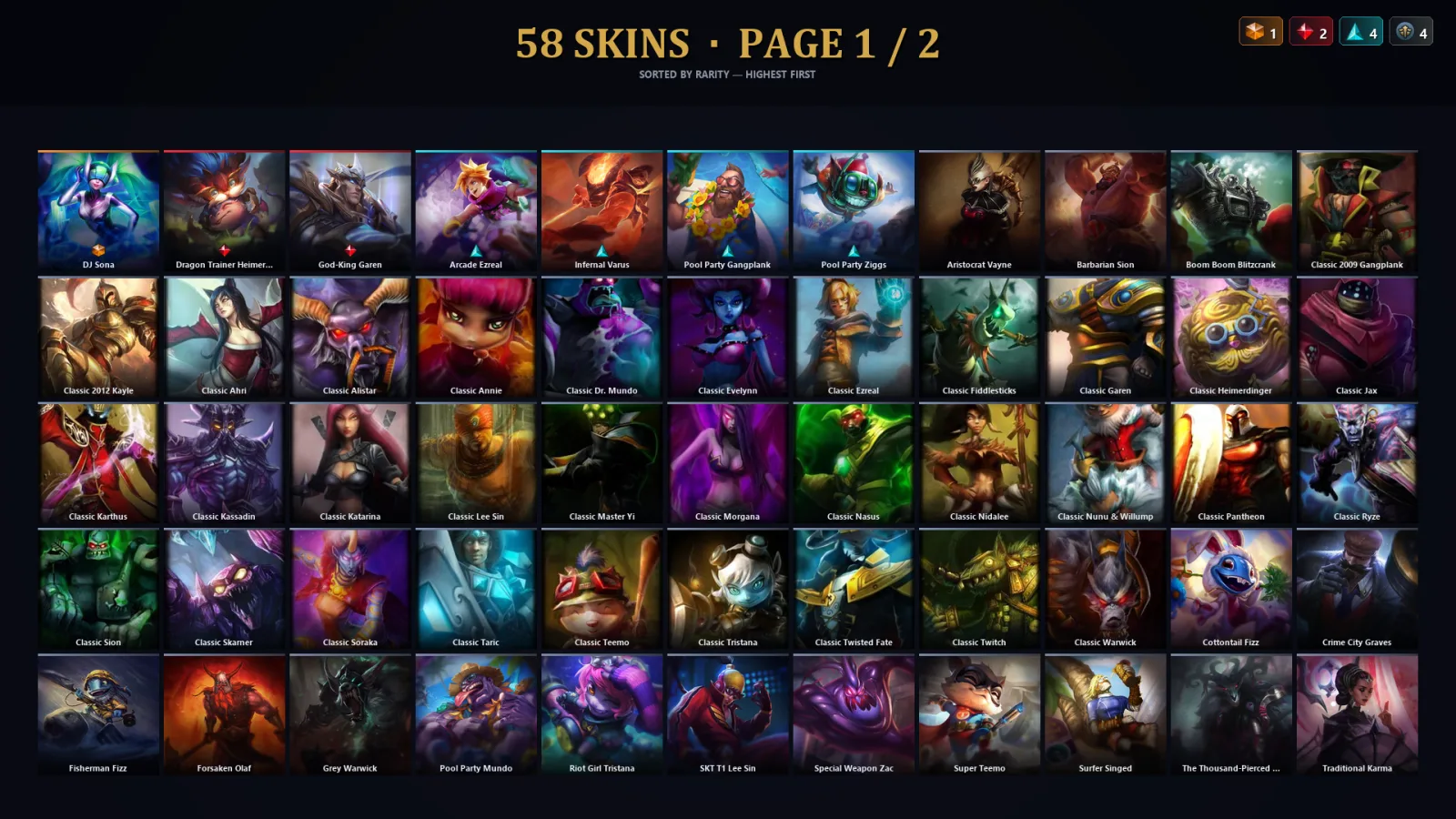 [LoL] | EUW | Level 63 | 107 Champions | 26 Skins | 10,469 BE