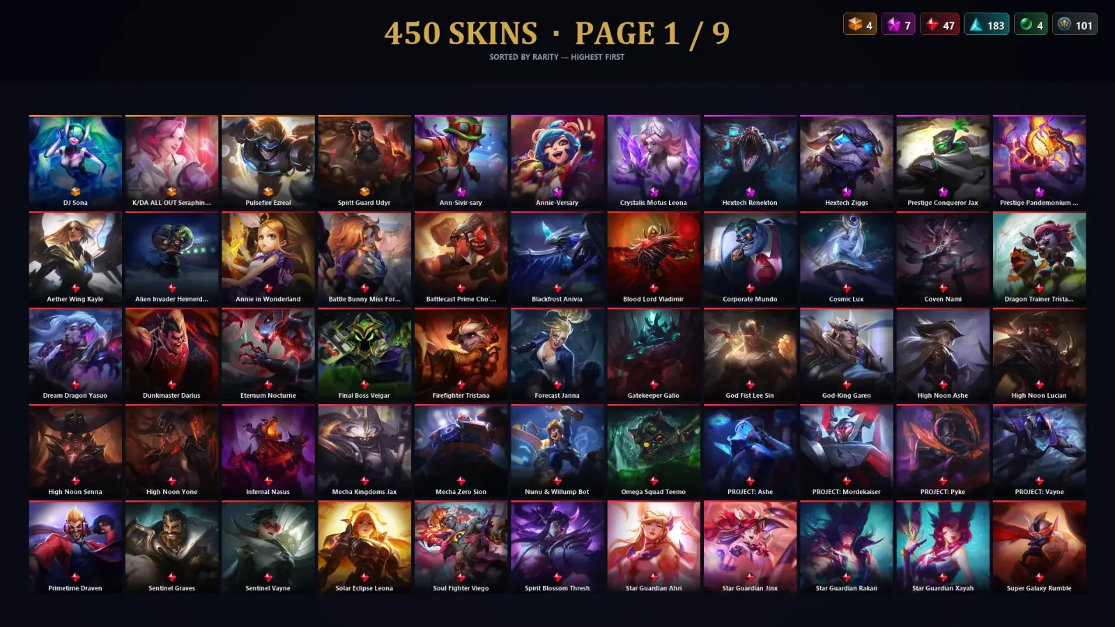 [LoL] | EUW | Level 500 | 172 Champions | 450 Skins | 28,192 BE — LoL account