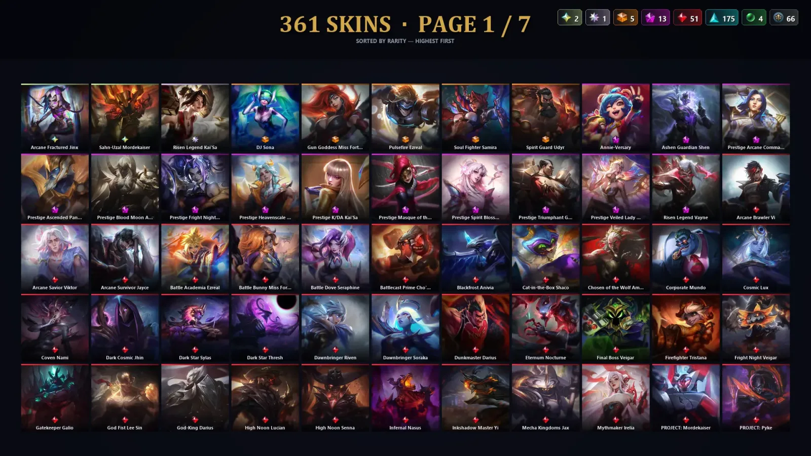 [LoL] | EUW | Level 442 | 173 Champions | 361 Skins | 70,657 BE