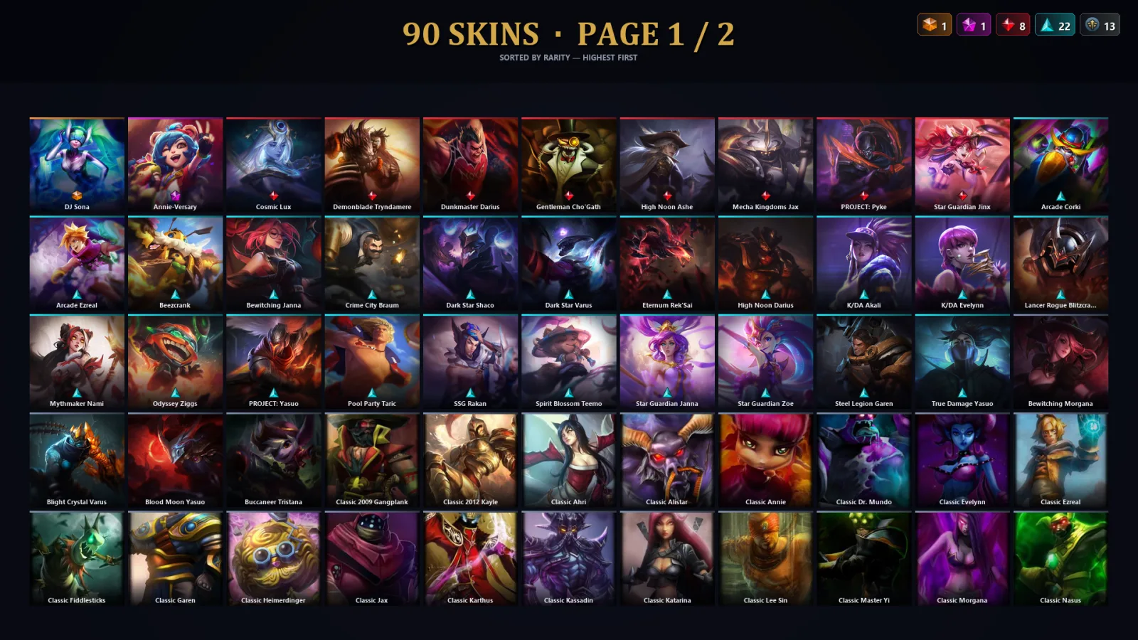 [LoL] | TR | Level 222 | Gold II | 149 Champions | 58 Skins