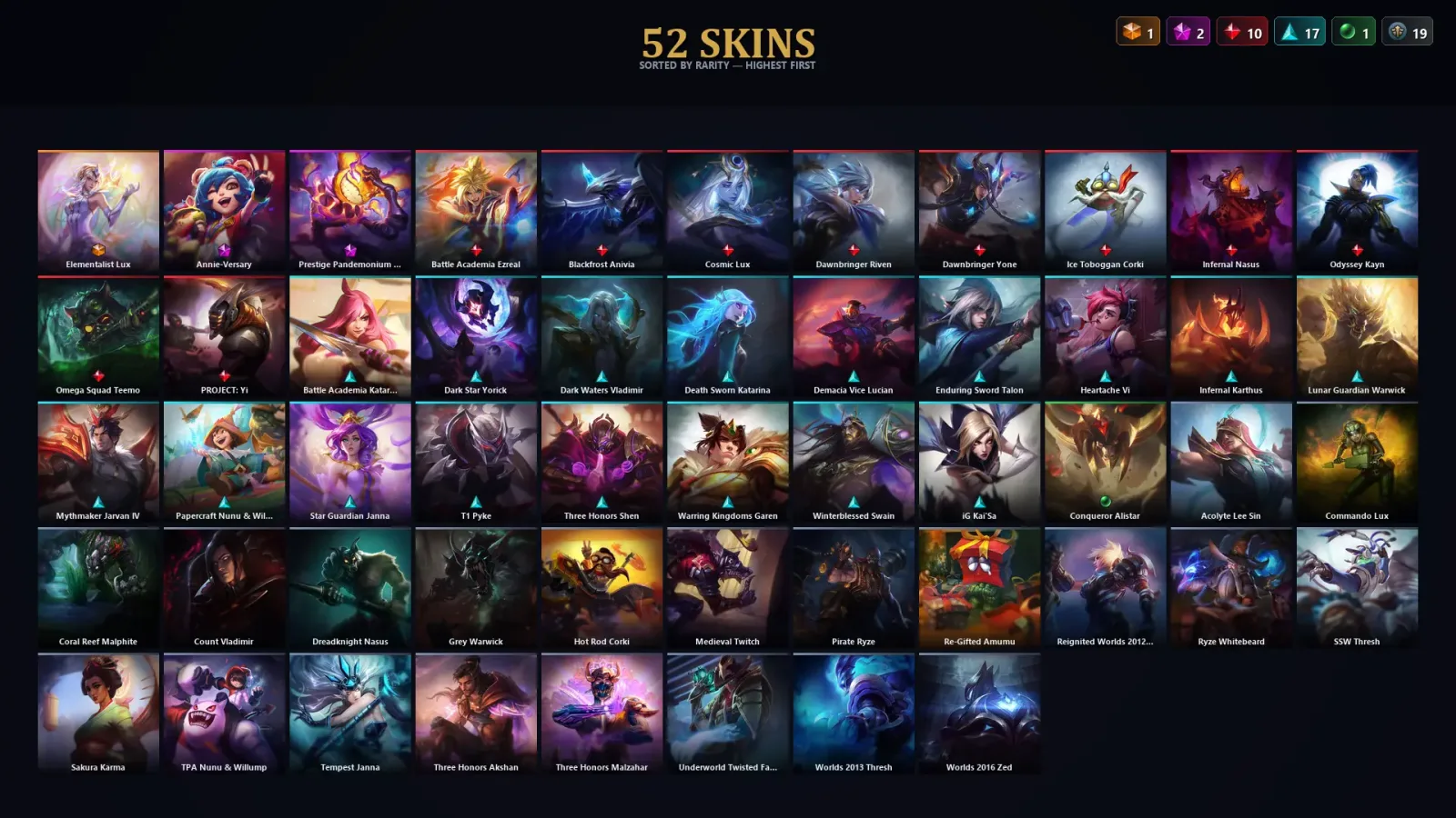 [LoL] | TR | Level 153 | Diamond III | 127 Champions | 52 Skins — LoL account