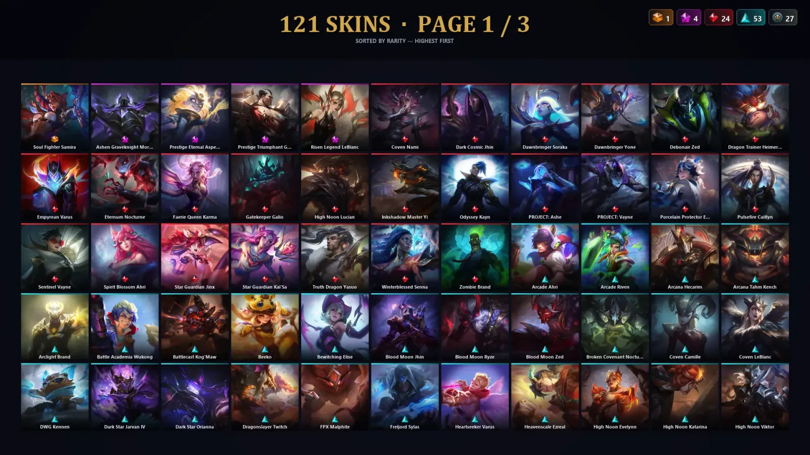 [LoL] | TR | Level 141 | Silver I | 117 Champions | 121 Skins — LoL account