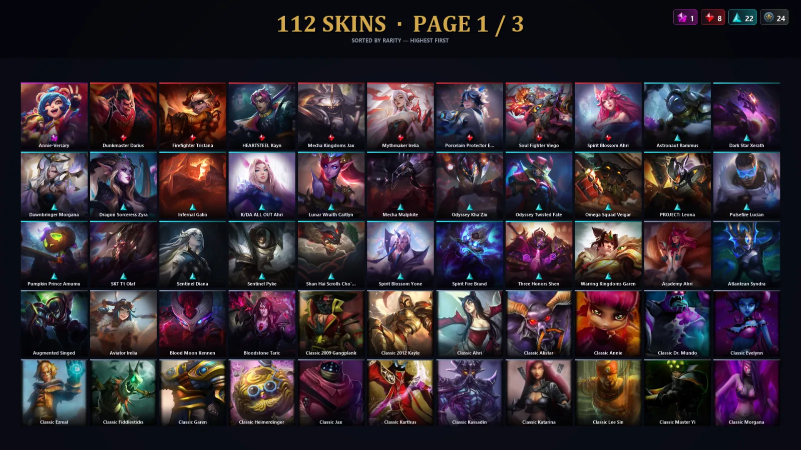 [LoL] | EUW | Level 249 | Emerald IV | 173 Champions | 112 Skins | 46,359 BE