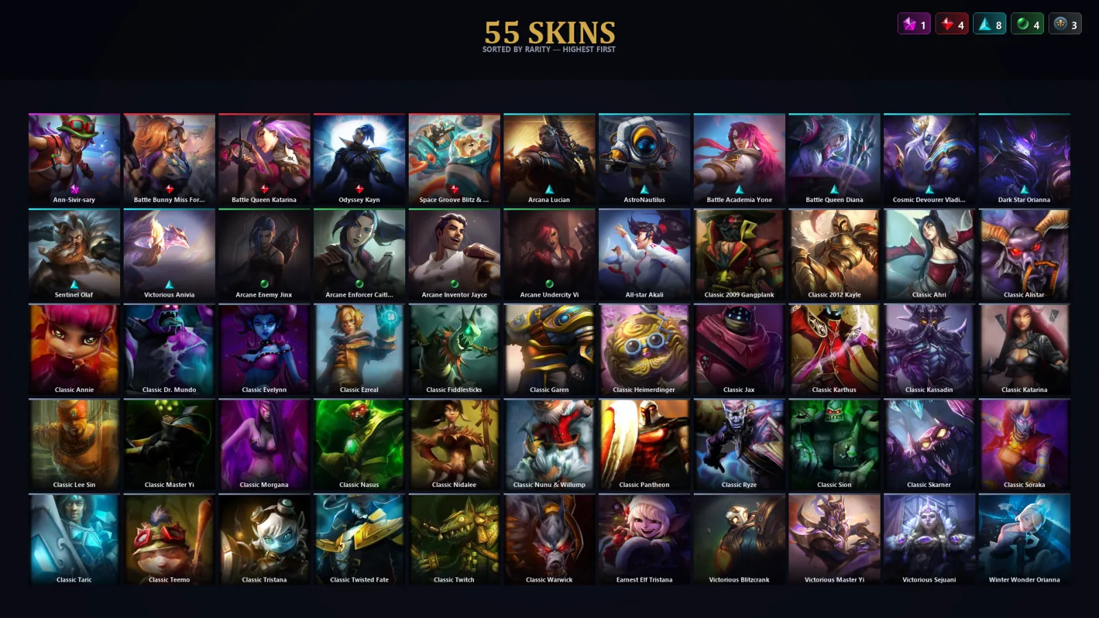 [LoL] | EUW | Level 111 | Emerald IV | 65 Champions | 55 Skins | 11,091 BE