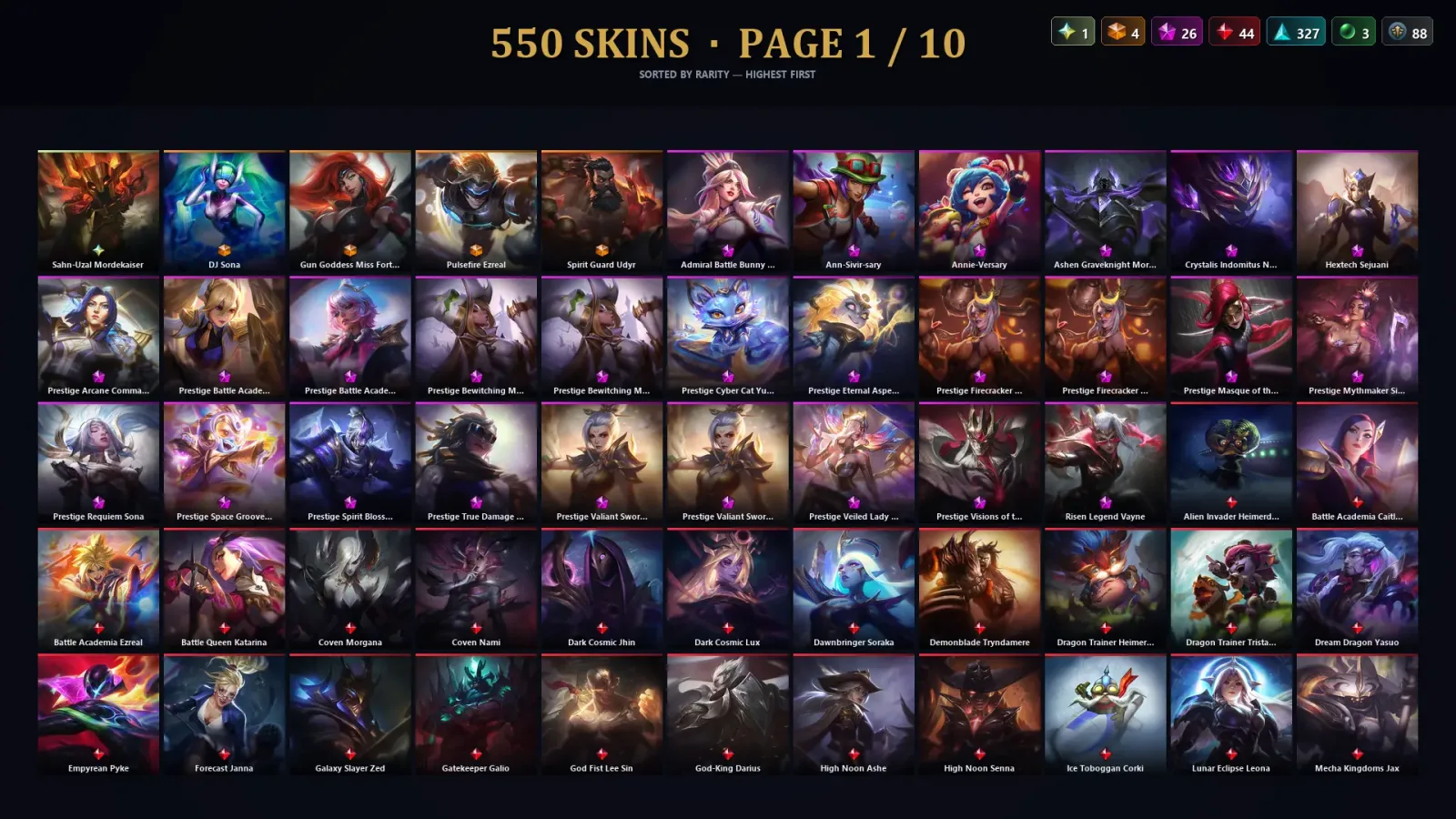 [LoL] | TR | Level 500 | Platinum I | 173 Champions | 550 Skins | 98,243 BE