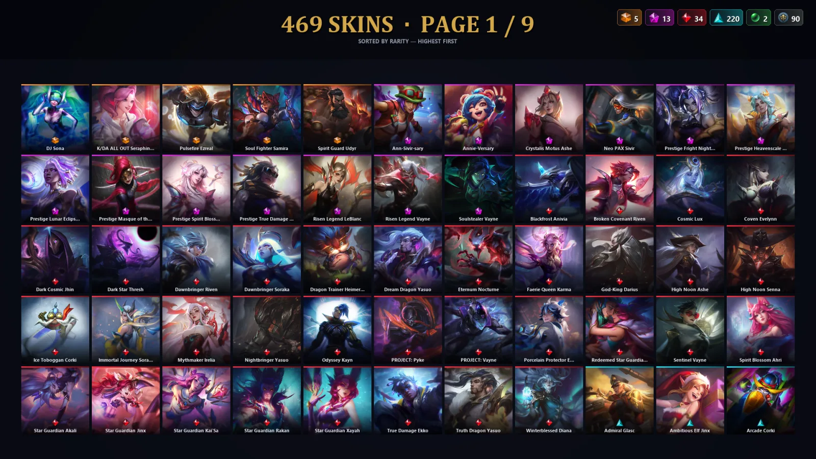 [LoL] | EUW | Level 500 | 173 Champions | 437 Skins | 27,465 BE