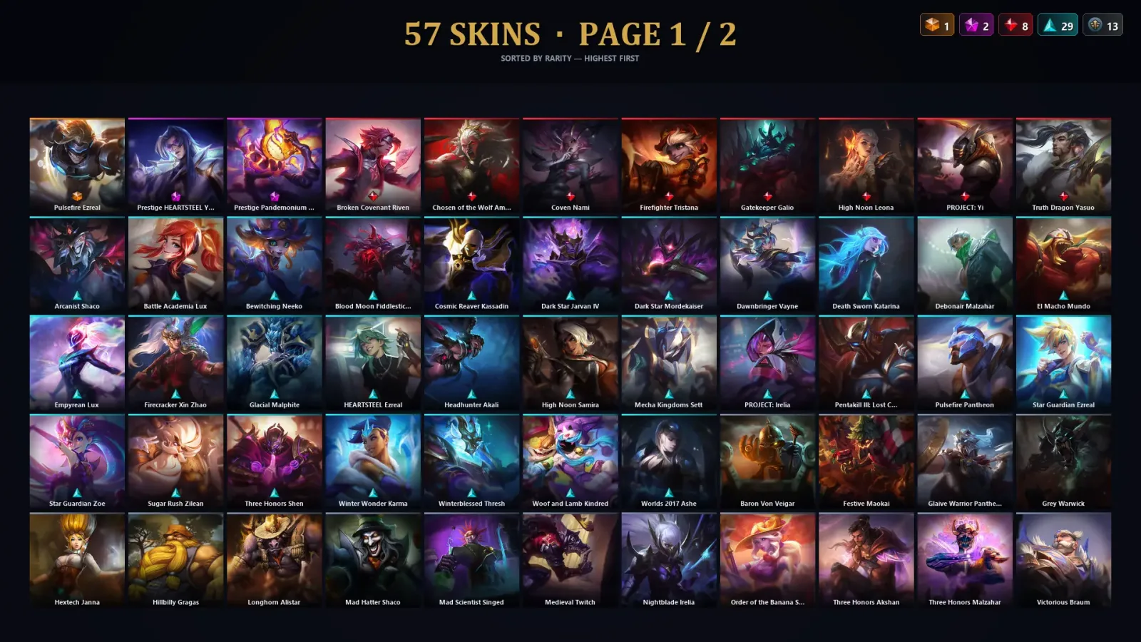 [LoL] | TR | Level 118 | Diamond IV | 131 Champions | 57 Skins