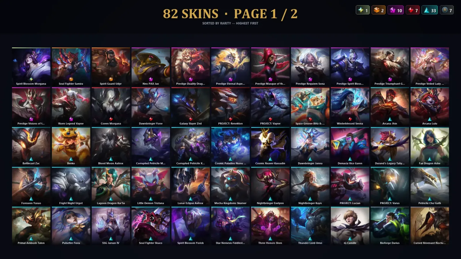 [LoL] | TR | Level 167 | Platinum II | 172 Champions | 82 Skins | 63,107 BE — LoL account