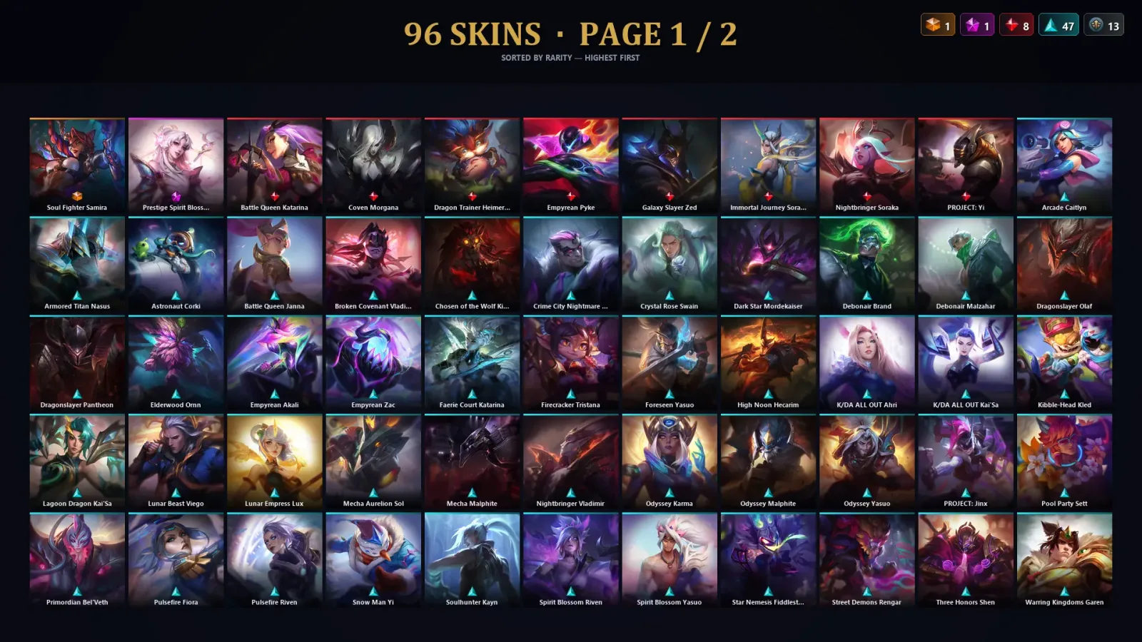 [LoL] | TR | Level 235 | Platinum I | 173 Champions | 96 Skins | 63,076 BE with Gragas