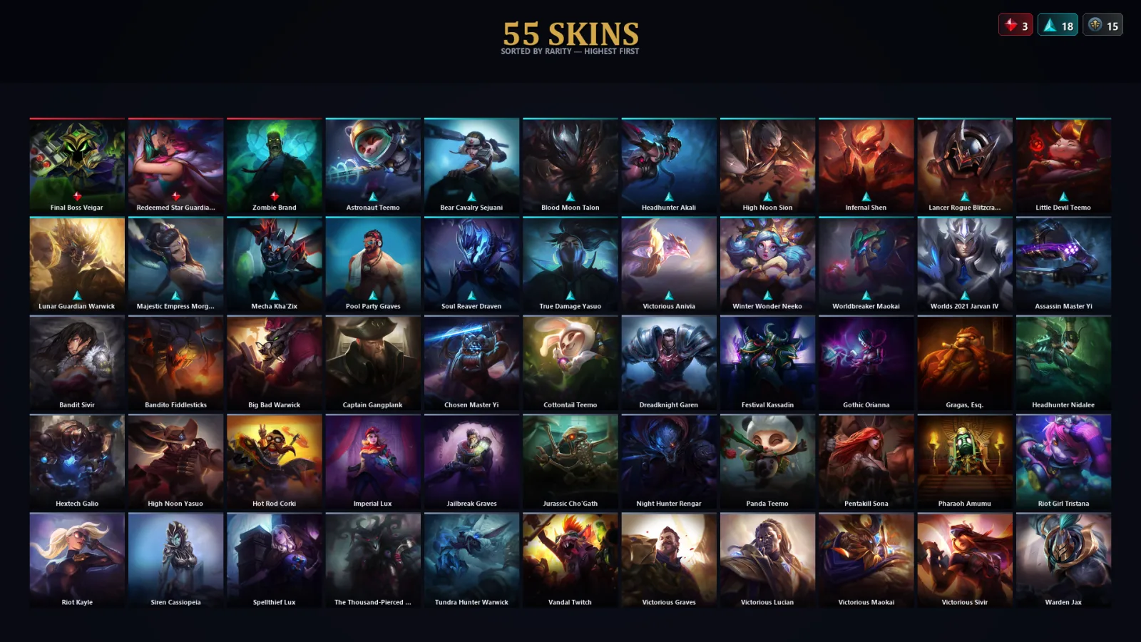 [LoL] | TR | Level 131 | 142 Champions | 55 Skins | 42,629 BE