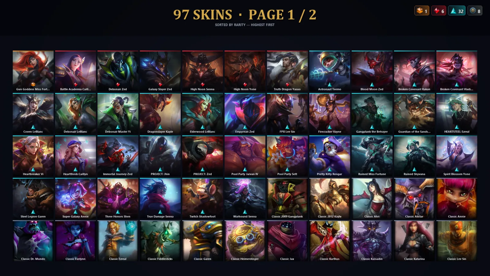 [LoL] | EUW | Level 138 | Silver I | 97 Champions | 65 Skins