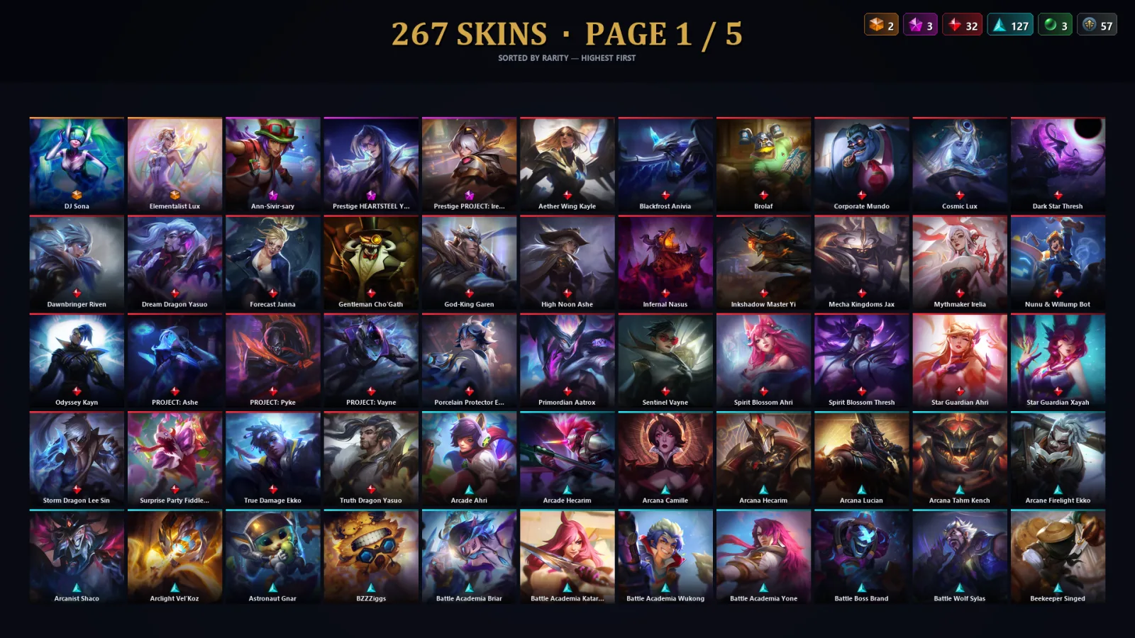 [LoL] | EUW | Level 500 | Emerald IV | 173 Champions | 267 Skins | 22,961 BE