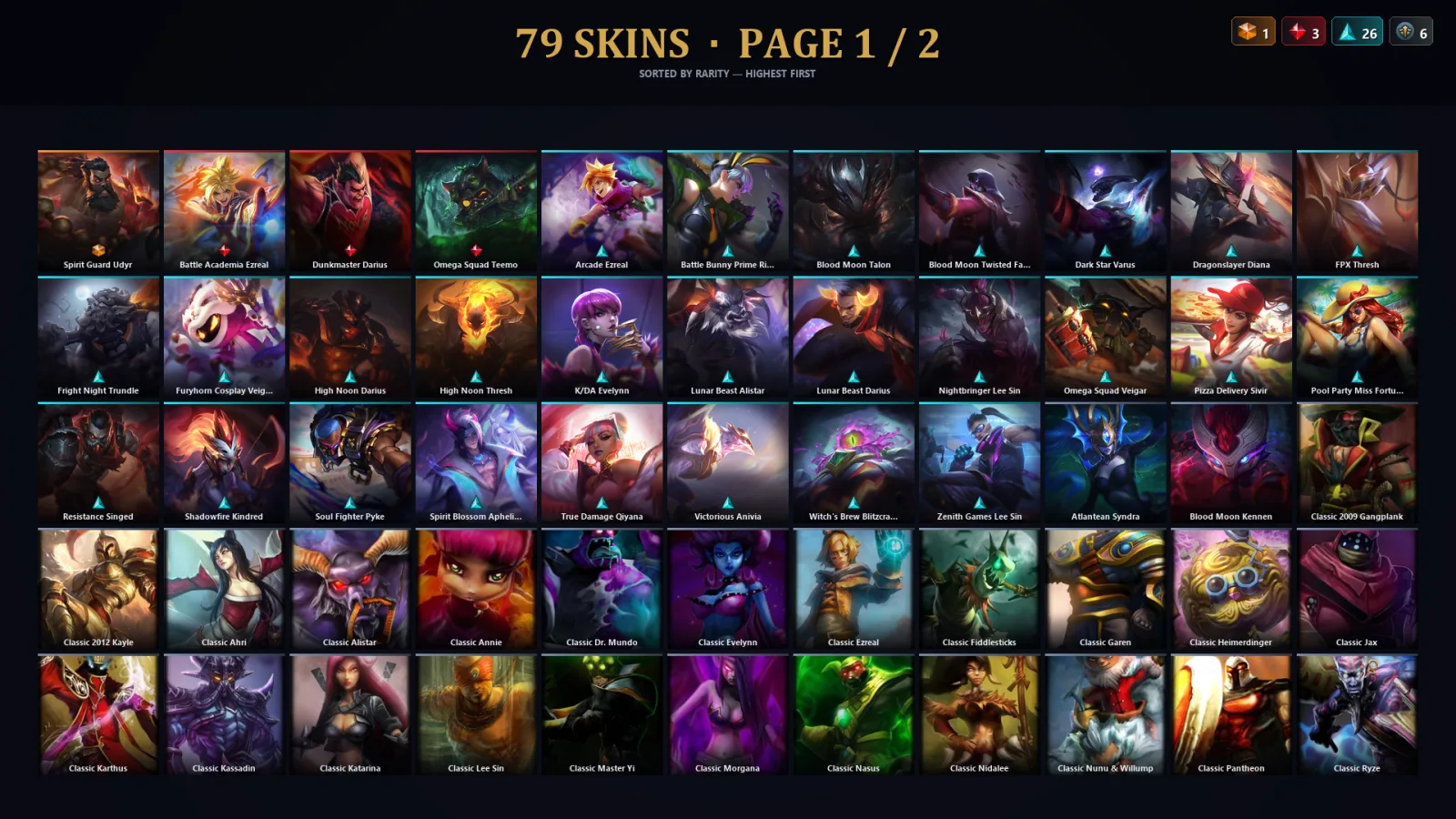 [LoL] | EUW | Level 100 | Platinum II | 98 Champions | 79 Skins