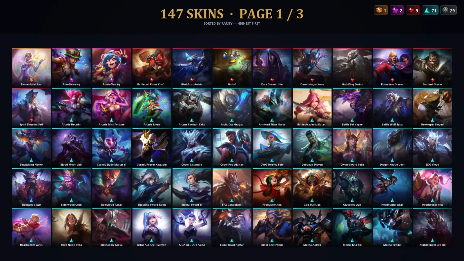 [LoL] | TR | Level 319 | 151 Champions | 147 Skins | 53,688 BE — LoL account