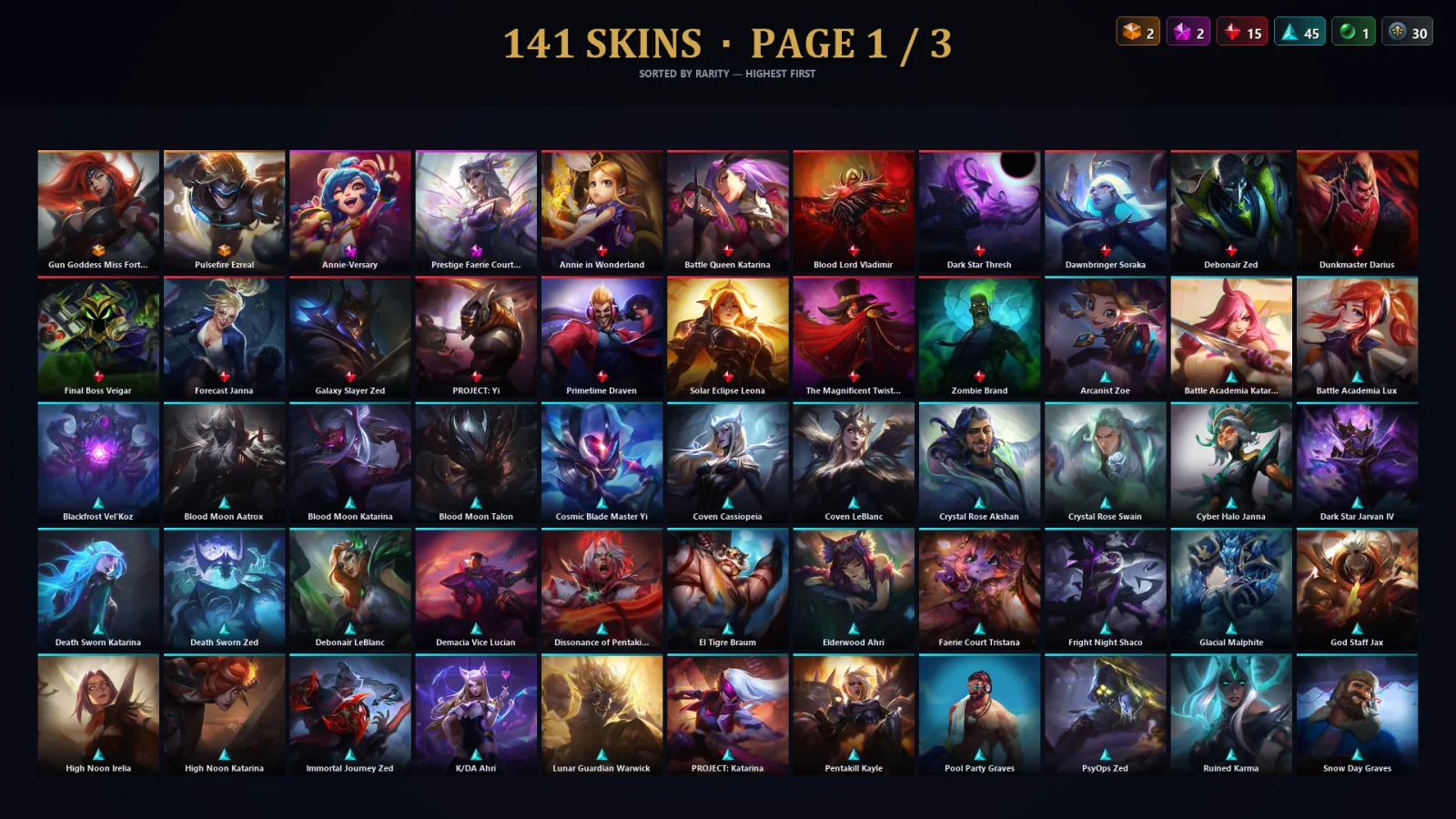 [LoL] | TR | Level 326 | Gold IV | 127 Champions | 109 Skins