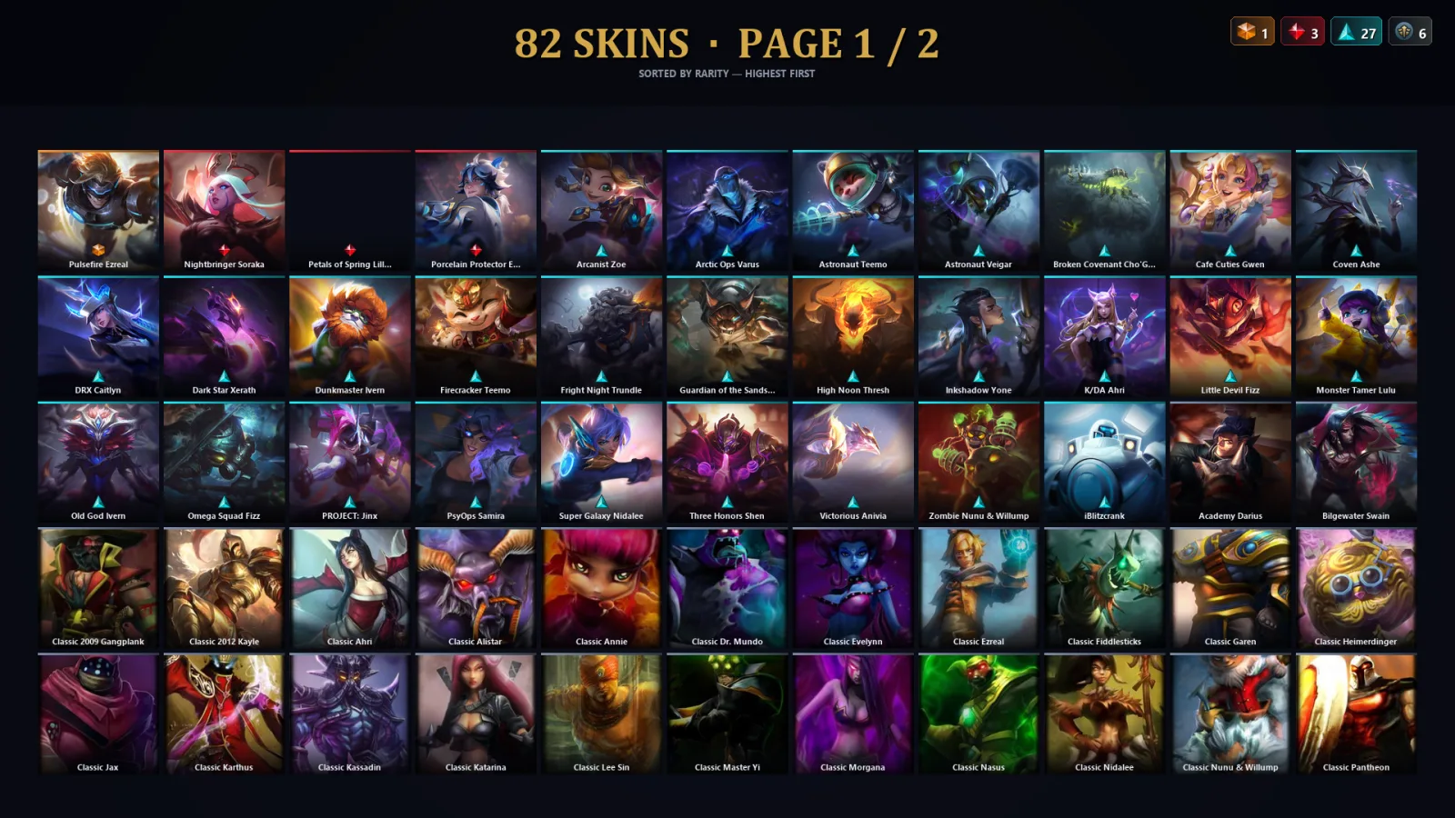 [LoL] | TR | Level 167 | Platinum III | 136 Champions | 82 Skins