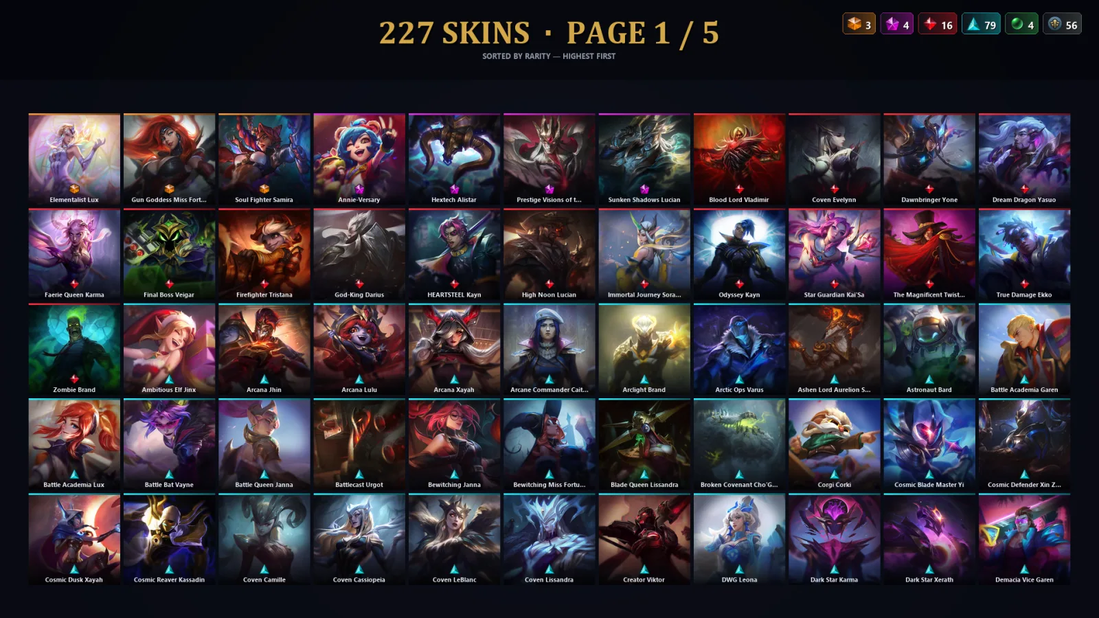 [LoL] | TR | Level 30 | Grandmaster | 173 Champions | 195 Skins | 47,143 BE
