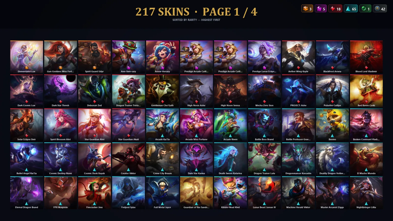 [LoL] | NA | Level 500 | 173 Champions | 185 Skins | 432,789 BE