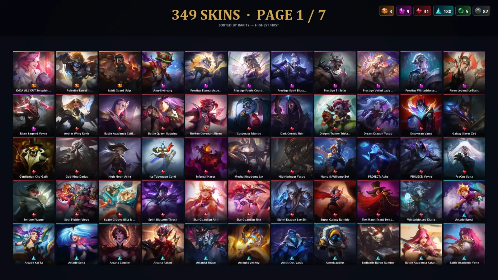 [LoL] | EUW | Level 463 | Gold III | 172 Champions | 349 Skins | 47,248 BE — LoL account